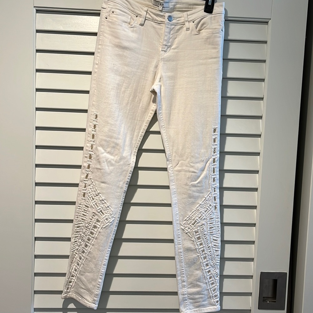 IRO white eyelet skinny jeans